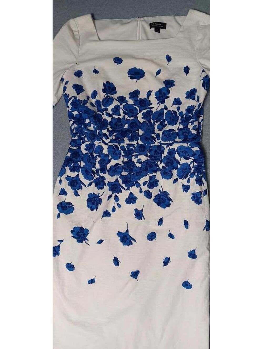 Tahari Arthur S Levine Body Con Dress Womens Size 6 White And Blue Flowers... - Picture 11 of 14